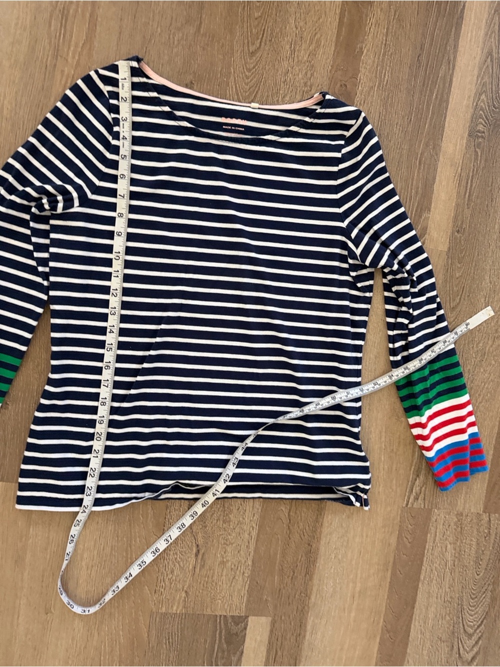 Boden Navy & White Striped Long Sleeve Top - Picture 5 of 9